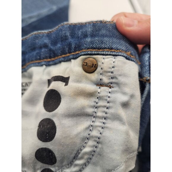 BLANK NYC Shadow Seam Distressed Two-Tone Blue Skinny Jeans Womens SZ 28 Cropped - Picture 12 of 14